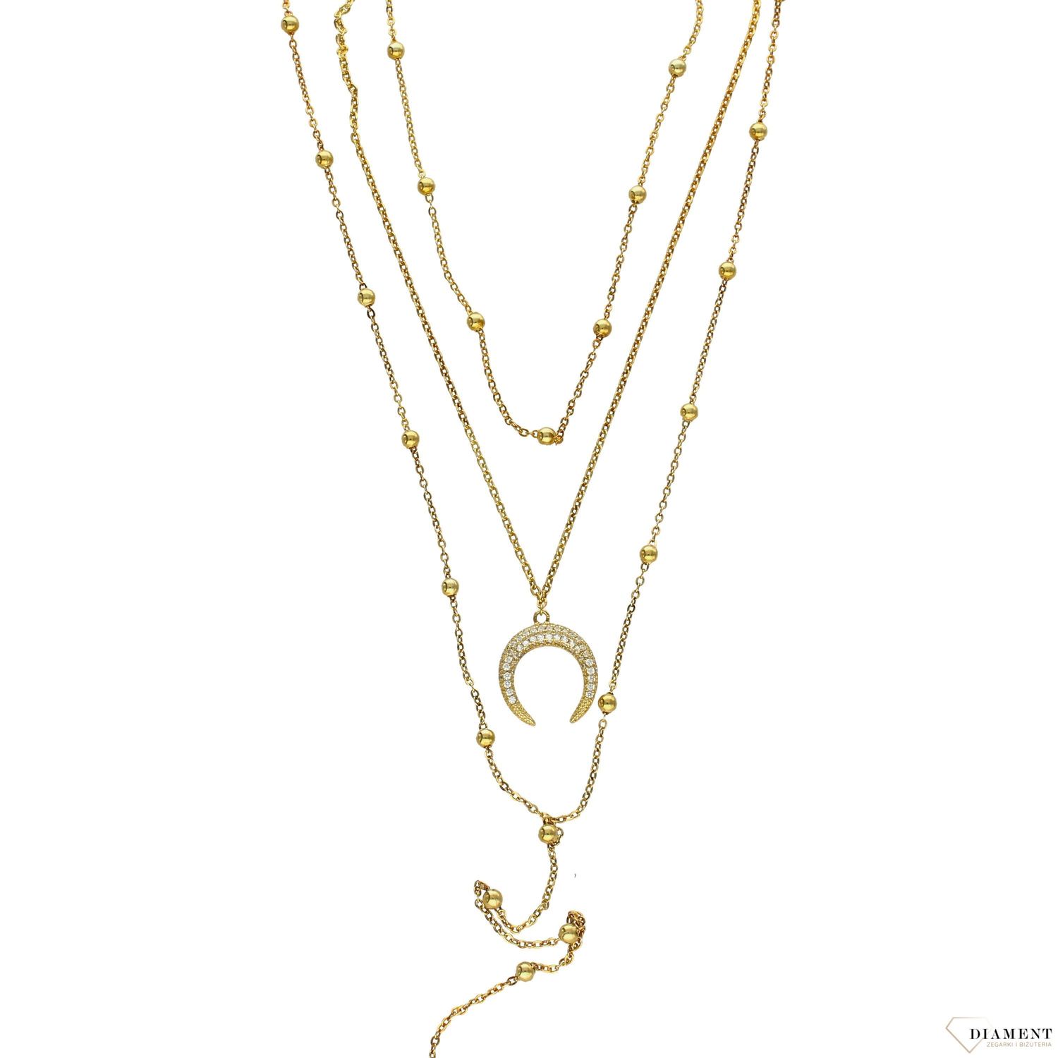 Srebrny naszyjnik potrójny pozłacany księżyc DIA-NSZ-0068-925.jpg